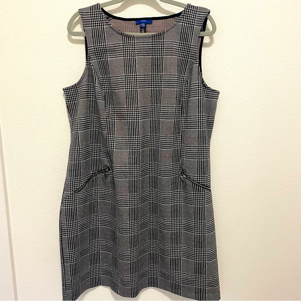 Apt 9 Grey Black Hint Red Plaid Sleeveless Crew Neck Pullover Sheath Dress XXL